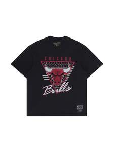 Mitchell Ness: Mitchell & Ness Chicago Bulls Tri Logo Tee - Faded Black