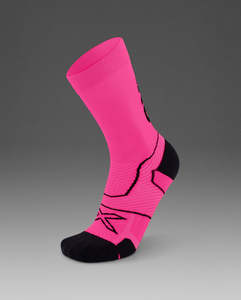 2XU Vectr Cushion Crew Socks - Fuschia/Black