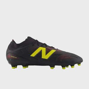 New Balance: New Balance Tekela Team Low MG V5 (2E) Boots - Black/Punch Yellow/Fire Cracker