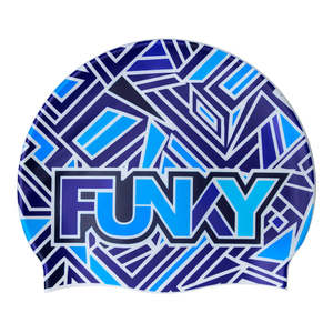 Funky Trunk Silicone Swim Cap - Blue Bits