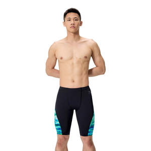 Swimwear: Speedo Mens Spliced Printed Jammer - Sunset Grove/Black