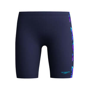 Swimwear: Speedo Junior Boys Allover Print Jammer-Peacoat/Blue