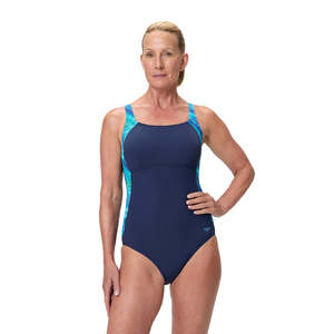 Swimwear: Speedo Womens Shaping Lunalustre One Piece-Peacoat/Skydive