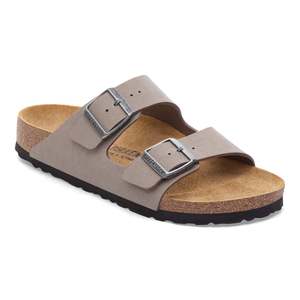 Footwear: Birkenstock Arizona Birkibuc - Grey Taupe