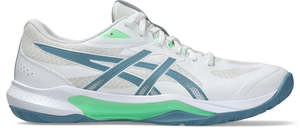 Footwear: Asics Mens Gel Tactic Indoor Court Shoe- White/Saba Blue