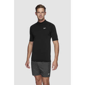 Swimwear: Speedo Mens Relaxed Short Sleeve Sun Top - Black