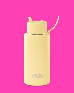 Frank Green 34oz Stainless Steel Ceramic Reusable Bottle with Flip Straw Lid - Buttermilk