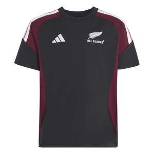 Clothing: Adidas Kids All Blacks Cotton T-Shirt - Black/Maroon