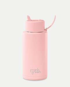 Frank Green 34oz Stainless Steel Ceramic Reusable Bottle With Flip Straw Lip- Blushed