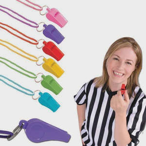 Sports Gear: 55mm Plastic Whistle with Lanyard