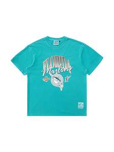 Vintage: MJA-W11 (Majestic script arch tee florida marlins faded teal) 92393478