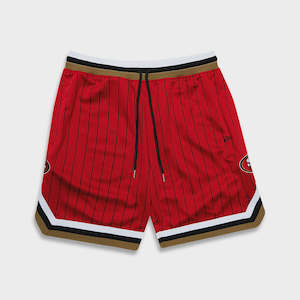 Superbowl24: NEA-G8 (New era pinstripe cali mesh shorts san francisco 49ers official team colours) 122396500