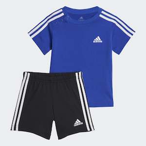 AA-O22 (Adidas essentials sport 3 stripes shorts and tee set semi lucid blue/whi&hellip;