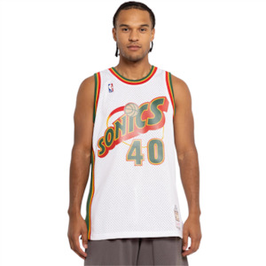 Nba Jerseys: MNA-T39 (Mitchell & ness swingman jersey home 1995 sonics kemp white) 122498260