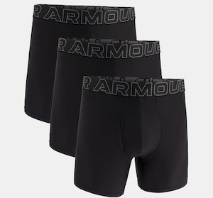 UAA-P14 (Under armour mens performance tech 6in boxerjock 3 pack black/castle rock)