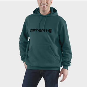 Carhartt: CHA-B9 (Carhartt marquette hooded logo sweatshirt greenstone) 102597313