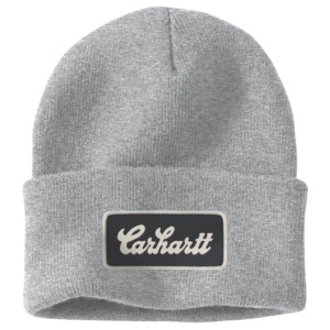 Carhartt: CHA-X8 (Carhartt knit cuffed script patch beanie heather grey) 102592520