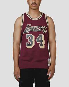 Jerseys: MNA-A48 (Mitchell & ness lakers shaquille o'neal burgundy swingman jersey) 102598260