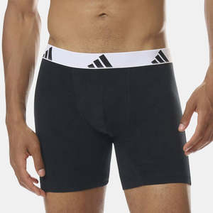 AA-Q28 (Adidas 3 pack active flex cotton boxer brief underwear black/white band) 72593691