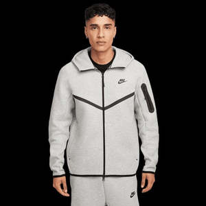 Zip Hoodie: NA-L47 (Nike tech fleece full-zip windrunner hoodie grey/white)