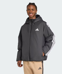 Mens Apparel: AA-C31 (Adidas essentials climawarm 3 stripes insulated hooded jacket black/white) 32697214