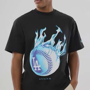 New Era: NEA-K13 (New era mlb los angeles dodgers on fire oversize tee black) 12694000
