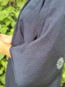 Garments: Haori Jacket - Navy silk with shibori motif