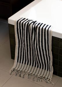 Samples: Black and White Stripe Bath Mat - Sample