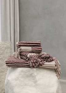 Burgundy Stripe Organic Bath Towel Set