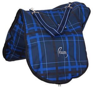 New Arrivals: Pessoa Saddle Carry Bag Plaid - Navy/Black
