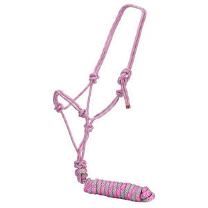 New Arrivals: Fort Worth Rope Halter With Lead - Pink/Grey