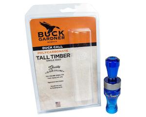 Buck Gardner Duck Call ‘Tall Timber’ Single Reed, Poly, Blue