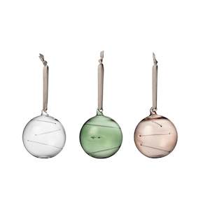 Collection_Art Glass: Art Glass  Sun Ball 80mm Clear-Green-Linen 3pc