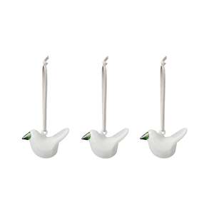 Art Glass  Mini Glass Birds 3pc White