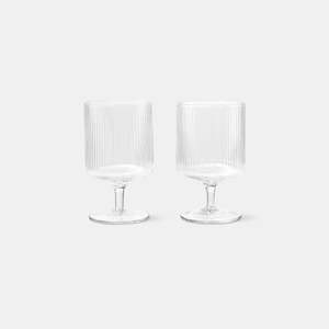 Ferm Living: Ripple Wine Glasses (Set of 2) - Clear