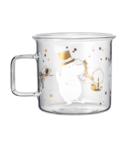 Mugs: Moomin Glass Mug Sparkling Stars - 350ml