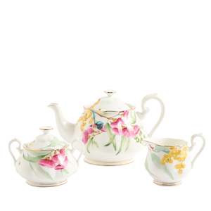 Royal Albert: Royal Albert Miranda Kerr Australiana Teapot, Sugar & Creamer White
