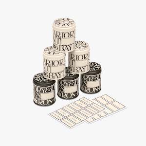 Storage: Black Toast Spice Tins Set 6