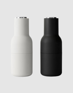 Tableware: Salt & Pepper Bottle Grinder w. Steel Lid - Ash/Carbon