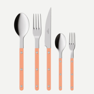 Cutlery: Bistrot shiny solid 5 pieces set - Nude Pink