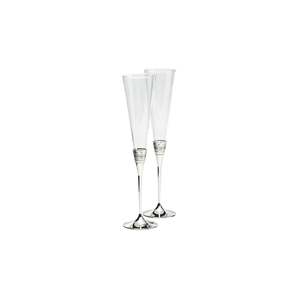 Vera Wang Wedgwood With Love Silver Giftware Toasting Flute Pair