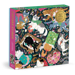 Jigsaw Puzzles: Catmas Chaos, 500 Piece Gold Foil Puzzle
