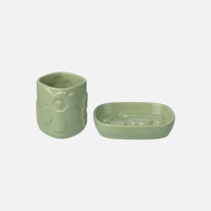 Marimekko: Unikko bathroom accessory set - Sage