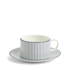 Gio Teacup Saucer Pinstripe White