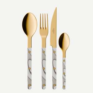 Bistrot Gold color Solid 4 pieces cutlery set - Dune Ivory
