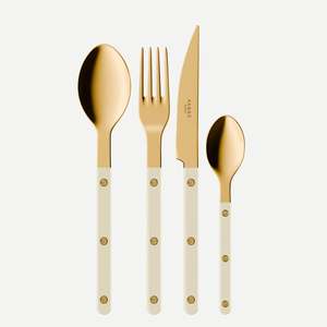 Bistrot Gold color Solid 4 pieces cutlery set - Ivory