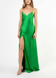 Size 8: Michelle Mason Strappy Wrap Gown - Green