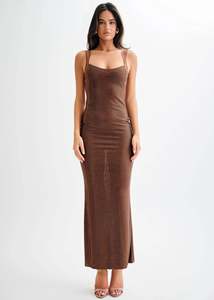 Size 8: Meshki Jasmyn Maxi Dress - Chocolate