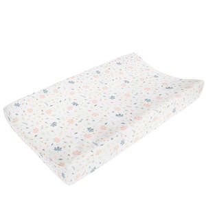 Change Table Cover: Living Textiles Organic Muslin Change Pad Cover - Botanical