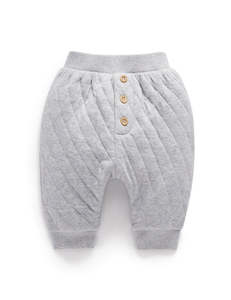 baby boy shorts pants leggings and bloomers: Purebaby Quilted Slouchy Track Pants - Grey Melange